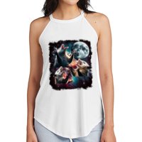 Three Opossum Moon | 3 Possum Moon Funny Weird Cursed Meme Women's Perfect Tri Rocker Tank
