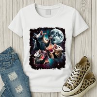 Three Opossum Moon | 3 Possum Moon Funny Weird Cursed Meme Womens T-Shirt