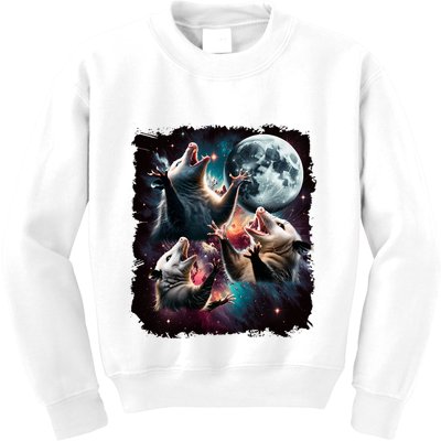 Three Opossum Moon | 3 Possum Moon Funny Weird Cursed Meme Kids Sweatshirt