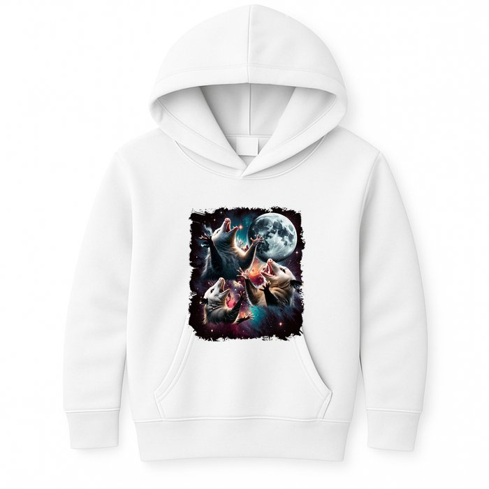 Three Opossum Moon | 3 Possum Moon Funny Weird Cursed Meme Kids Hoodie