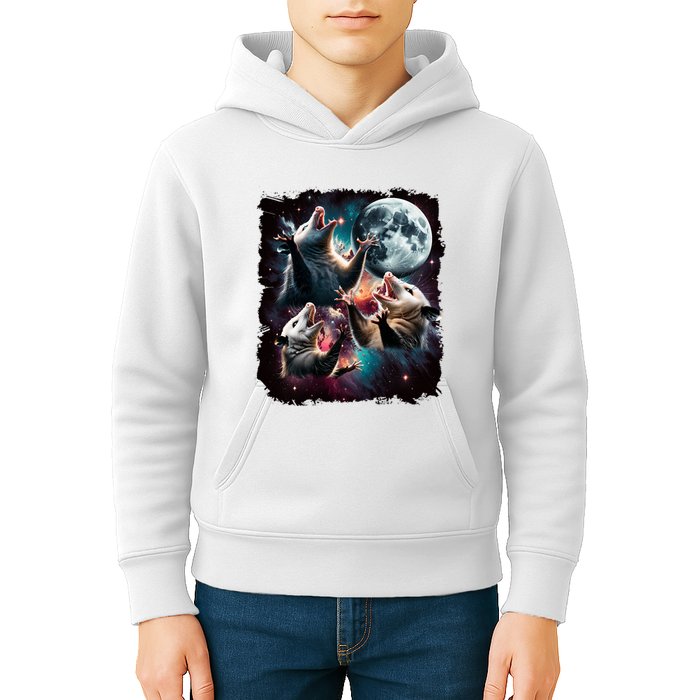 Three Opossum Moon | 3 Possum Moon Funny Weird Cursed Meme Kids Hoodie