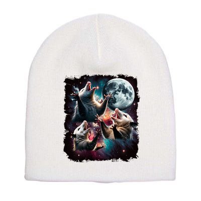 Three Opossum Moon | 3 Possum Moon Funny Weird Cursed Meme Short Acrylic Beanie