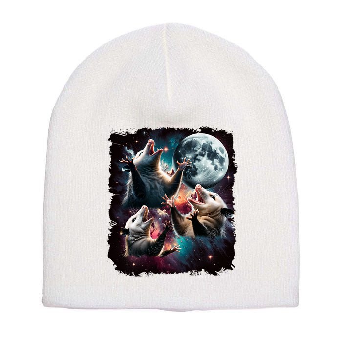 Three Opossum Moon | 3 Possum Moon Funny Weird Cursed Meme Short Acrylic Beanie