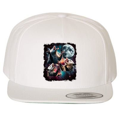 Three Opossum Moon | 3 Possum Moon Funny Weird Cursed Meme Wool Snapback Cap