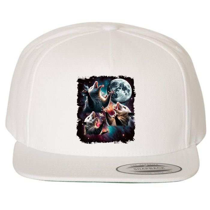 Three Opossum Moon | 3 Possum Moon Funny Weird Cursed Meme Wool Snapback Cap