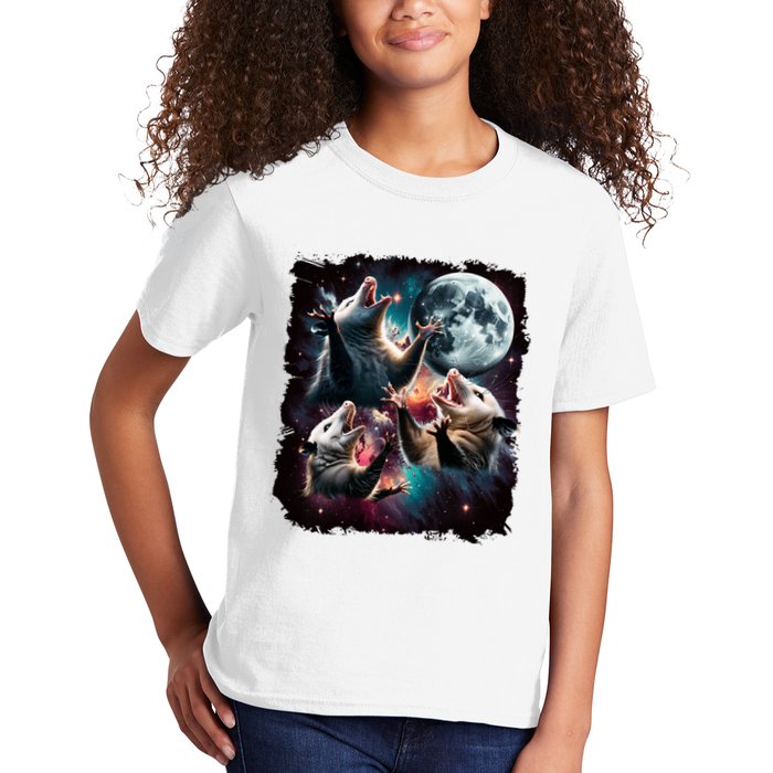 Three Opossum Moon | 3 Possum Moon Funny Weird Cursed Meme Kids T-Shirt