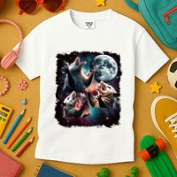 Three Opossum Moon | 3 Possum Moon Funny Weird Cursed Meme Kids T-Shirt