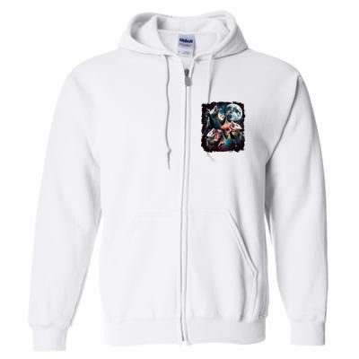 Three Opossum Moon | 3 Possum Moon Funny Weird Cursed Meme Full Zip Hoodie
