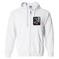 Three Opossum Moon | 3 Possum Moon Funny Weird Cursed Meme Full Zip Hoodie
