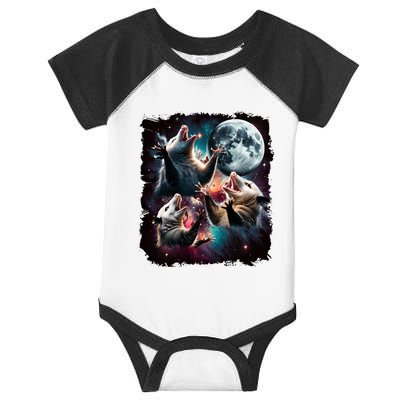 Three Opossum Moon | 3 Possum Moon Funny Weird Cursed Meme Infant Baby Jersey Bodysuit