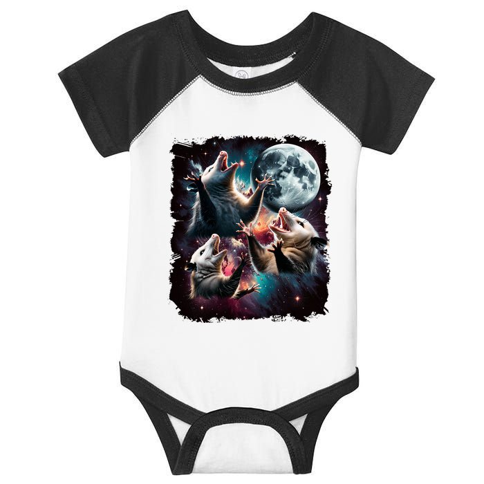 Three Opossum Moon | 3 Possum Moon Funny Weird Cursed Meme Infant Baby Jersey Bodysuit
