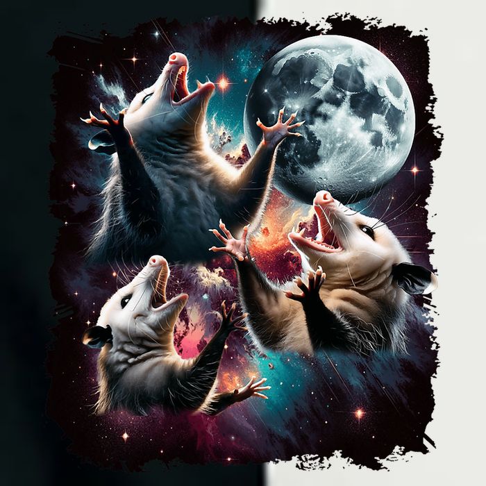 Three Opossum Moon | 3 Possum Moon Funny Weird Cursed Meme Infant Baby Jersey Bodysuit
