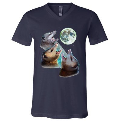 Three Opposum Moon With 3 Possums And Dead Moon Costume V-Neck T-Shirt