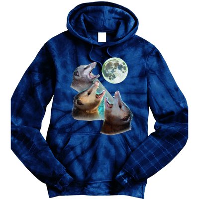 Three Opposum Moon With 3 Possums And Dead Moon Costume Tie Dye Hoodie