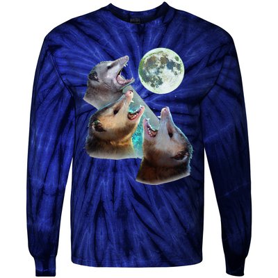 Three Opposum Moon With 3 Possums And Dead Moon Costume Tie-Dye Long Sleeve Shirt