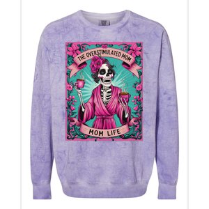 The Overstimulated Mom Skeleton Funny Tarot Card Colorblast Crewneck Sweatshirt