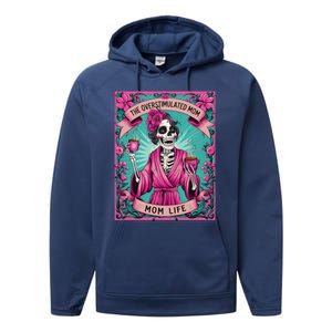 The Overstimulated Mom Skeleton Funny Tarot Card Performance Fleece Hoodie