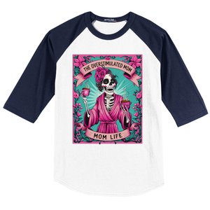 The Overstimulated Mom Skeleton Funny Tarot Card Baseball Sleeve Shirt