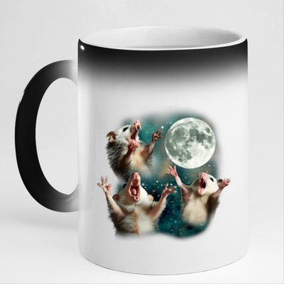 Three Opposum Moon 3 Possum Dead Moon Weird Cursed Meme 11oz Black Color Changing Mug