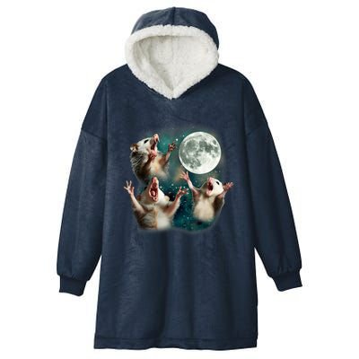 Three Opposum Moon 3 Possum Dead Moon Weird Cursed Meme Hooded Wearable Blanket