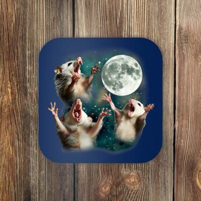 Three Opposum Moon 3 Possum Dead Moon Weird Cursed Meme Coaster