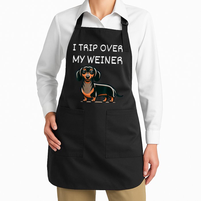 Tripping Over My Weiner Funny Dachshund Doxie Weiner Gift Apron