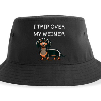 Tripping Over My Weiner Funny Dachshund Doxie Weiner Gift Sustainable Bucket Hat