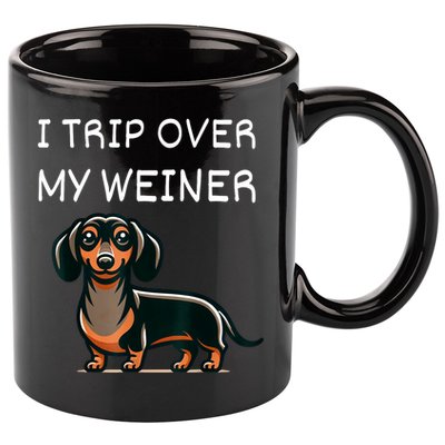 Tripping Over My Weiner Funny Dachshund Doxie Weiner Gift 11oz C Handle Ceramic Mug
