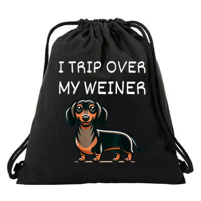Tripping Over My Weiner Funny Dachshund Doxie Weiner Gift Drawstring Bag