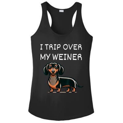 Tripping Over My Weiner Funny Dachshund Doxie Weiner Gift Ladies PosiCharge Competitor Racerback Tank