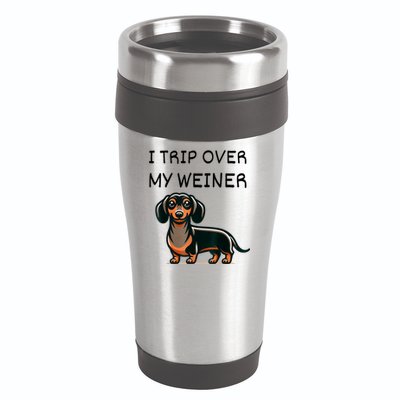 Tripping Over My Weiner Funny Dachshund Doxie Weiner Gift 16oz Travel Tumbler