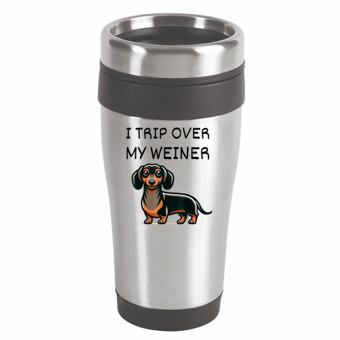 Tripping Over My Weiner Funny Dachshund Doxie Weiner Gift 16oz Travel Tumbler