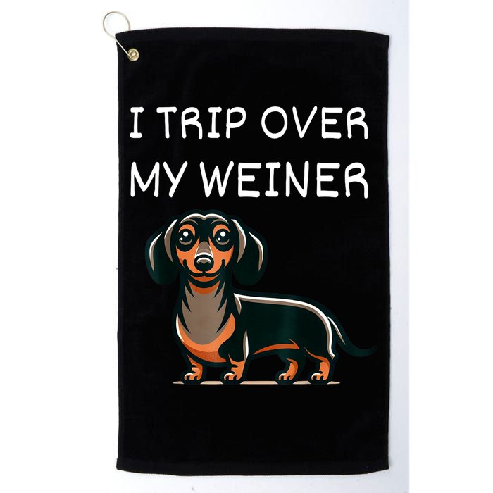 Tripping Over My Weiner Funny Dachshund Doxie Weiner Gift Golf Towel