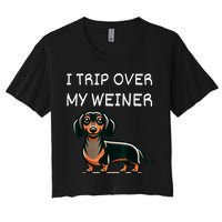 Tripping Over My Weiner Funny Dachshund Doxie Weiner Gift Crop Top