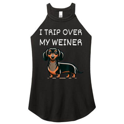 Tripping Over My Weiner Funny Dachshund Doxie Weiner Gift Women's Perfect Tri Rocker Tank