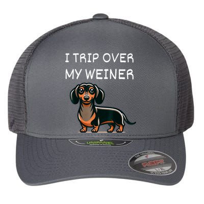 Tripping Over My Weiner Funny Dachshund Doxie Weiner Gift Flexfit Unipanel Trucker Cap