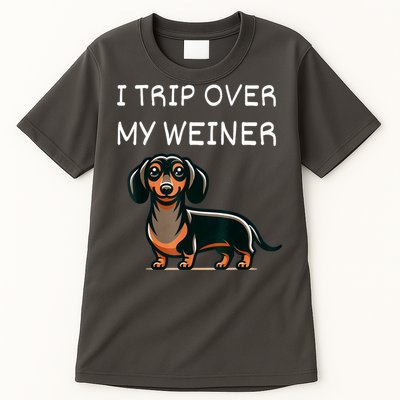 Tripping Over My Weiner Funny Dachshund Doxie Weiner Gift Tall T-Shirt
