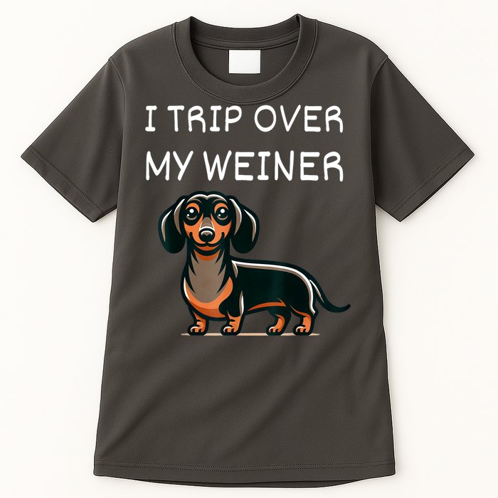 Tripping Over My Weiner Funny Dachshund Doxie Weiner Gift Tall T-Shirt