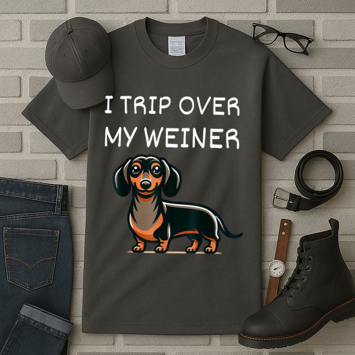 Tripping Over My Weiner Funny Dachshund Doxie Weiner Gift Tall T-Shirt