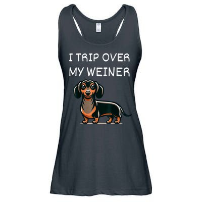 Tripping Over My Weiner Funny Dachshund Doxie Weiner Gift Ladies Essential Flowy Tank