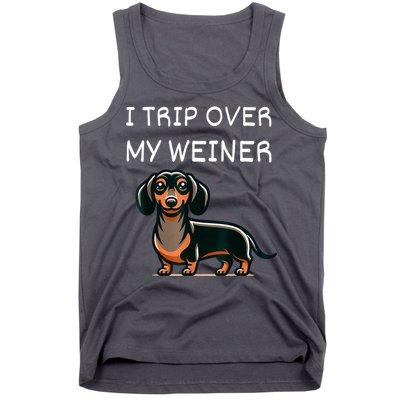 Tripping Over My Weiner Funny Dachshund Doxie Weiner Gift Tank Top