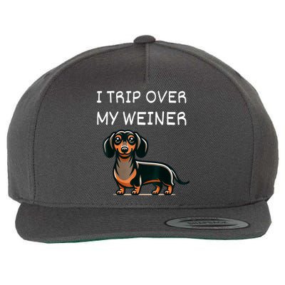 Tripping Over My Weiner Funny Dachshund Doxie Weiner Gift Wool Snapback Cap