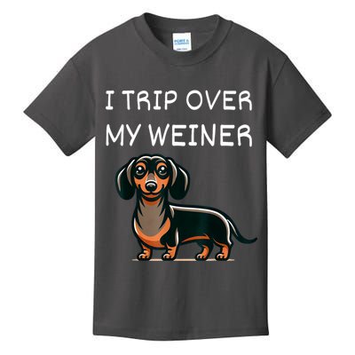 Tripping Over My Weiner Funny Dachshund Doxie Weiner Gift Kids T-Shirt