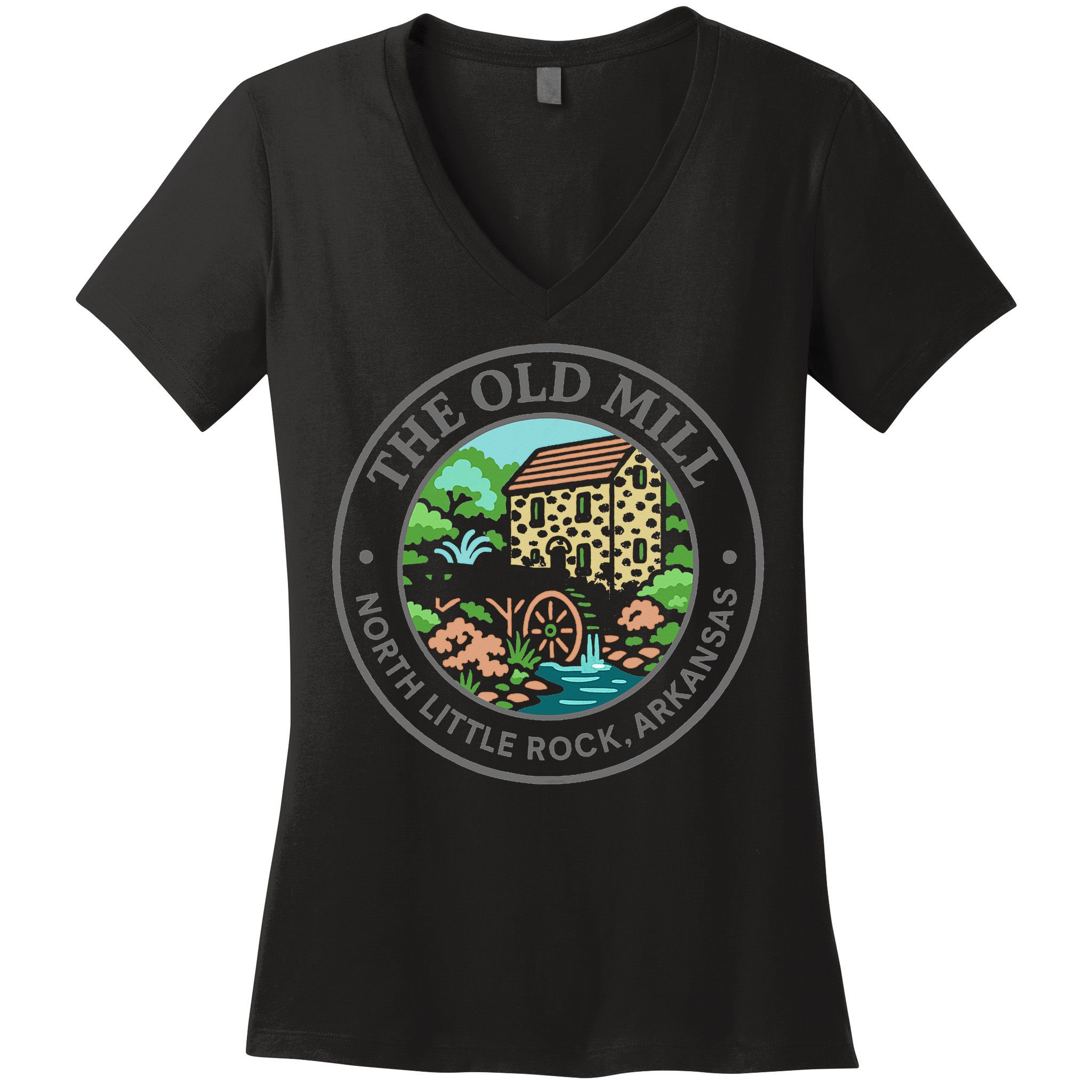 The Old Mill In North Little Rock Arkansas Women's V-Neck T-Shirt