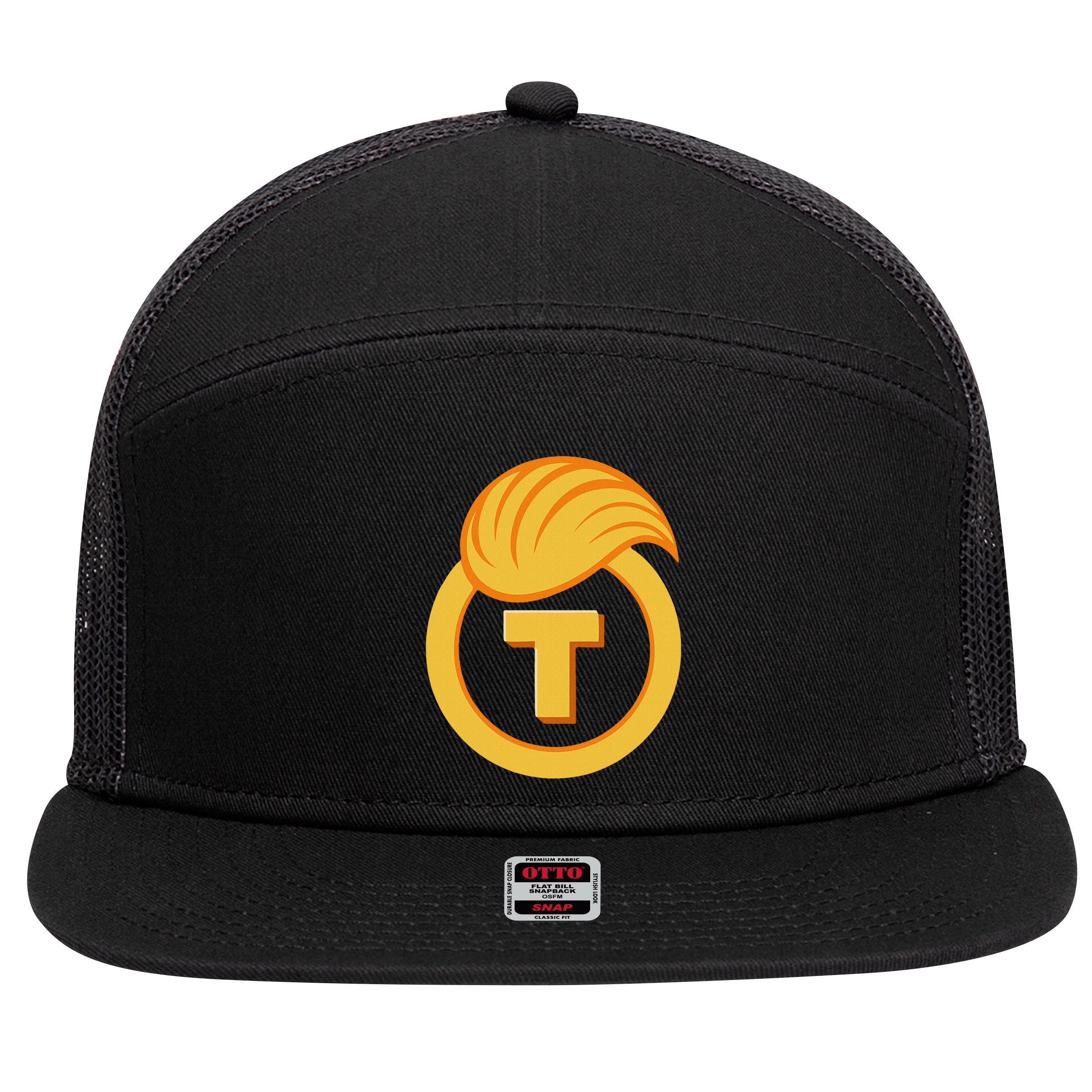 Trump Official Meme Coin Crypto President 7 Panel Mesh Trucker Snapback Hat