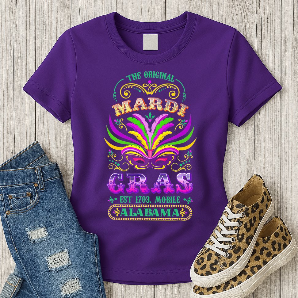 The Original Mardi Gras Mobile Alabama 1703 Womens T-Shirt