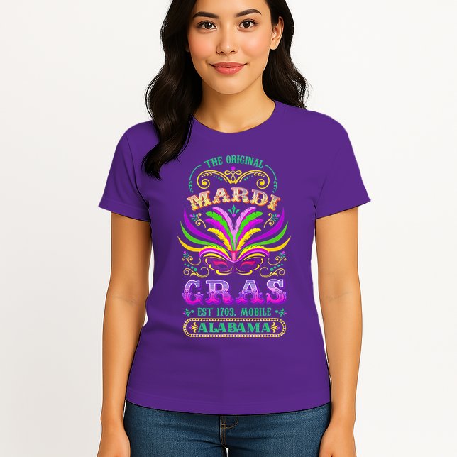 The Original Mardi Gras Mobile Alabama 1703 Womens T-Shirt
