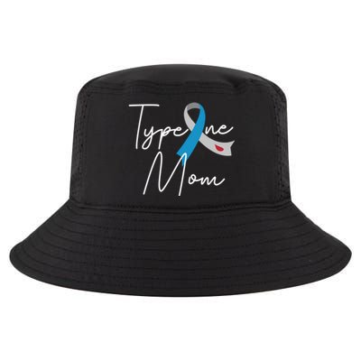 Type One Mom Grey Blue Ribbon Type 1 Diabetes Awareness Meaningful Gift Cool Comfort Performance Bucket Hat