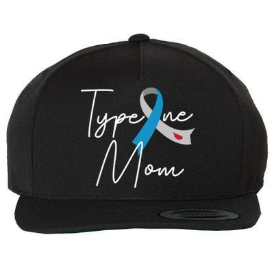 Type One Mom Grey Blue Ribbon Type 1 Diabetes Awareness Meaningful Gift Wool Snapback Cap