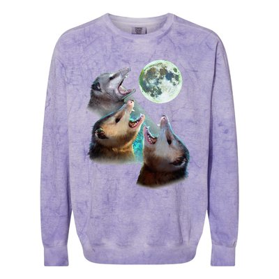 Three Opposum Moon With 3 Possums And Dead Moon Colorblast Crewneck Sweatshirt